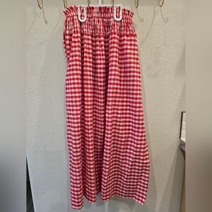 Red and White Gingham Maxi Skirt